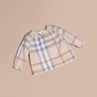 Burberry Burberry Pleat Detail Check Cotton Top, Size: 9m, Beige