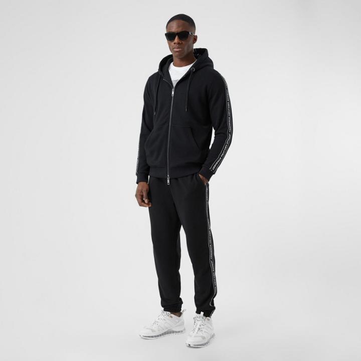 Burberry Burberry Logo Tape Cotton Trackpants, Size: M, Black