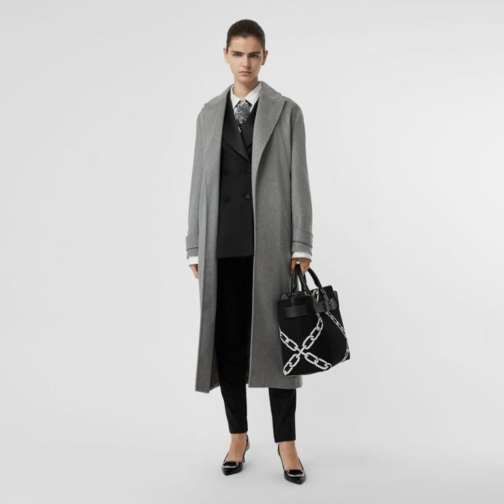 Burberry Burberry Peak Lapel Cashmere Wrap Coat, Size: 04, Grey