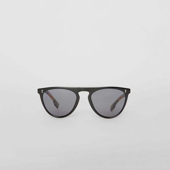 Burberry Burberry Vintage Check Detail Keyhole D-shaped Sunglasses, Grey
