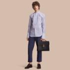 Burberry Burberry Unisex Pleated Bib Striped Cotton Shirt, Blue