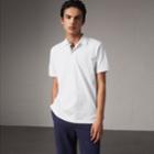 Burberry Burberry Check Placket Cotton Piqu Polo Shirt, Size: Xl, White