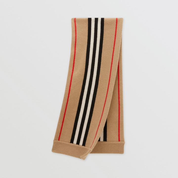 Burberry Burberry Childrens Icon Stripe Cashmere Wool Scarf, Size: Os, Beige