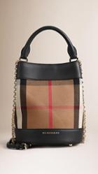 Burberry The Small Bucket Bag In Horseferry Check And Leather