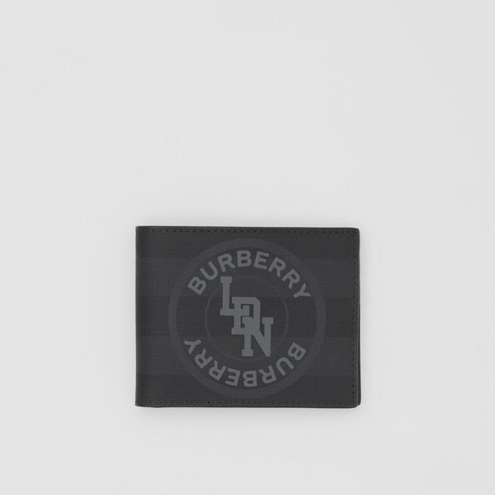 Burberry Burberry Logo Graphic London Check Bifold Wallet, Black