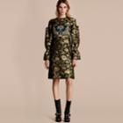 Burberry Burberry Floral Tapestry Fil Coup And Sequin Dress, Size: 46, Green