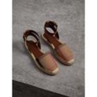 Burberry Burberry Leather And House Check Espadrille Sandals, Size: 38, Brown