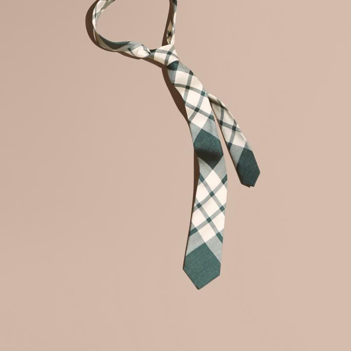 Burberry Burberry Slim Cut Check Silk Tie, Green