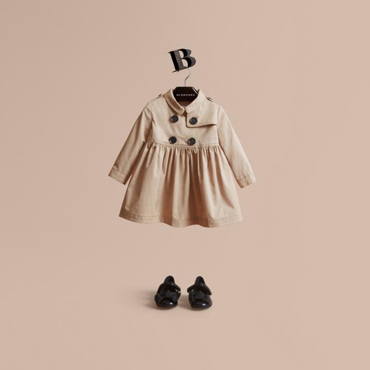 Burberry Burberry Stretch Cotton Trench Dress, Size: 3y, Yellow