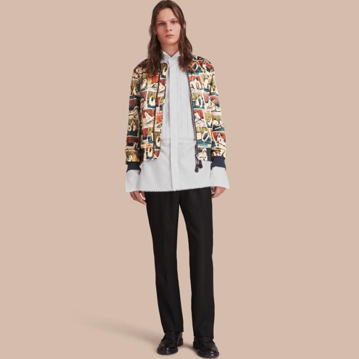 Burberry Burberry Reclining Figures Print Cotton Bomber Jacket, Size: 40, Blue