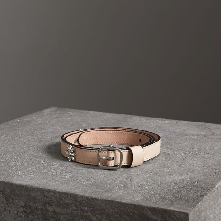 Burberry Burberry Crystal Daisy Leather Belt, Size: 85, Beige
