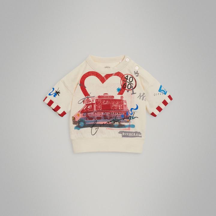 Burberry Burberry Postcard Motif Cotton T-shirt, Size: 18m, White