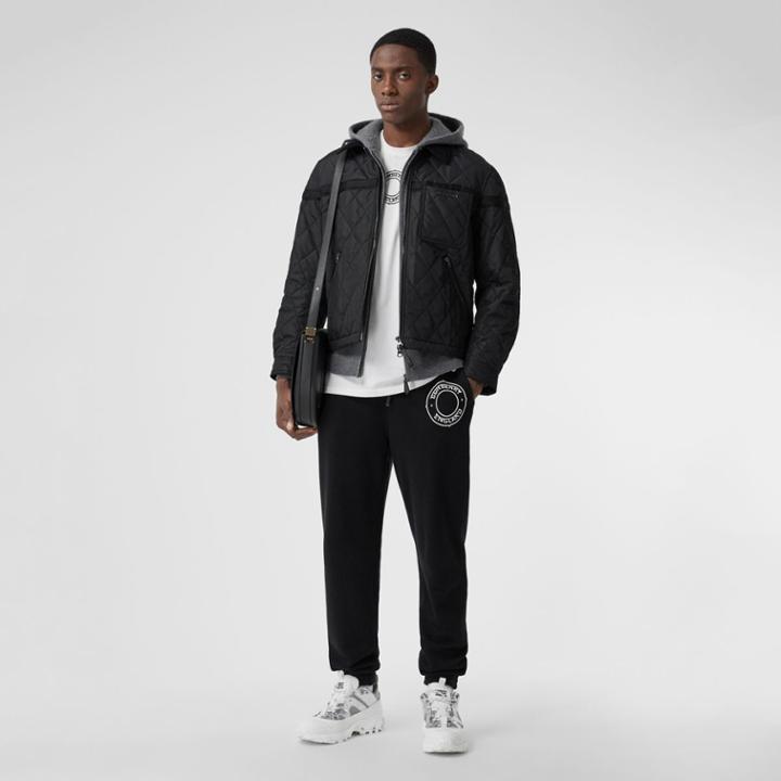 Burberry Burberry Corduroy Collar Diamond Quilted Jacket, Black