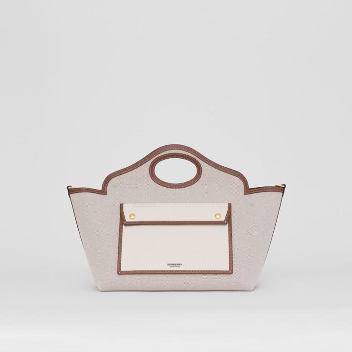 Burberry Burberry Small Two-tone Canvas And Leather Soft Pocket Tote