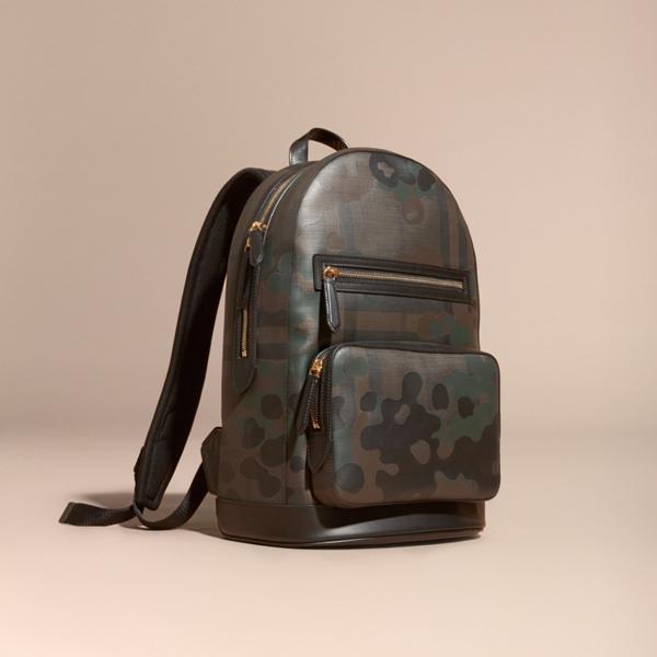Burberry Camouflage Print London Check Backpack