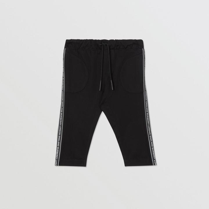 Burberry Burberry Childrens Logo Tape Cotton Chinos, Size: 18m, Black