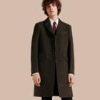 Burberry Velvet Collar Tailored Wool Blend Coat