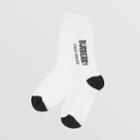 Burberry Burberry Childrens Logo Intarsia Cotton Blend Socks, Size: 27-29, White