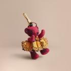 Burberry Burberry Thomas Bear Charm In Leather Lace And Crystals, Pink