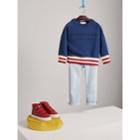 Burberry Burberry Striped Hem Embroidered Cotton Jersey Sweatshirt, Size: 8y