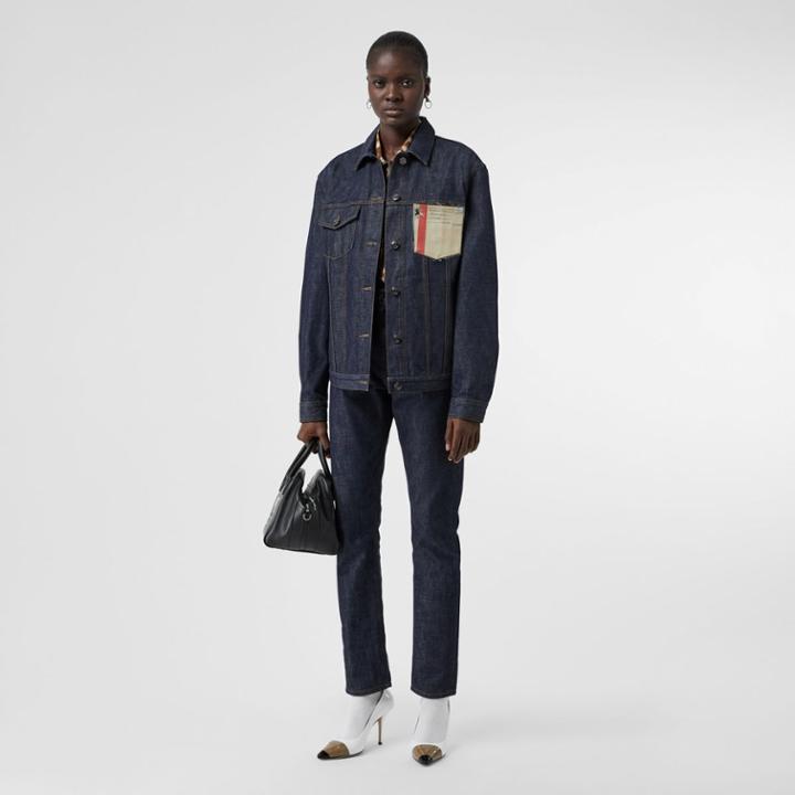 Burberry Burberry Postcard Motif Japanese Selvedge Denim Jacket, Size: 00, Blue