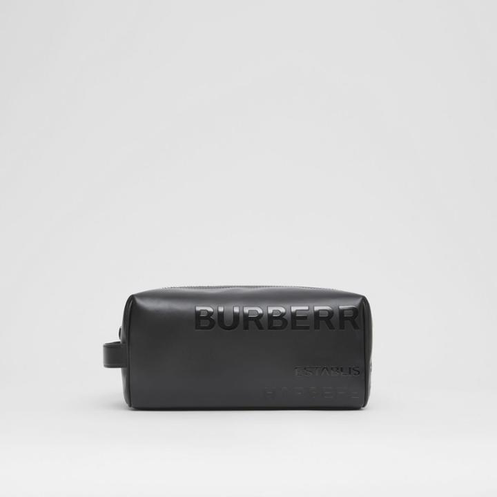 Burberry Burberry Horseferry Print Leather Travel Pouch, Black