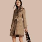Burberry Burberry Shearling Trench Coat, Size: 14, Brown