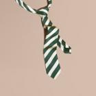 Burberry Slim Cut Striped Silk Cotton Tie