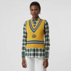 Burberry Burberry Embroidered Crest Wool Cashmere Tank Top, Yellow