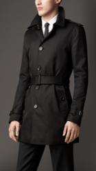 Burberry Burberry Mid-length Technical Cotton Trench Coat, Size: 46, Black