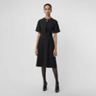 Burberry Burberry Short-sleeve D-ring Detail Silk Wool Dress, Size: 00, Black