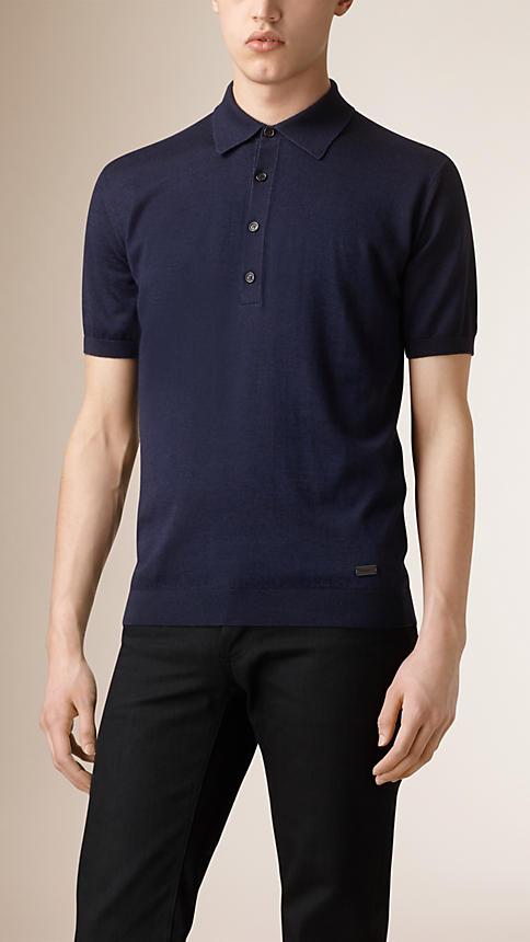 Burberry Silk Knitted Cashmere Polo Shirt