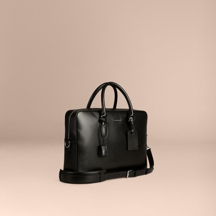 Burberry Burberry Large London Leather Briefcase, Black