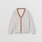Burberry Burberry Childrens Icon Stripe Detail Merino Wool Cardigan, Size: 12m, Grey
