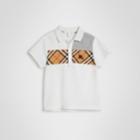Burberry Burberry Childrens Vintage Check Panel Cotton Polo Shirt, Size: 4y
