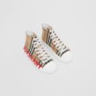 Burberry Burberry Childrens Logo Print Vintage Check High-top Sneakers, Size: 29, Beige