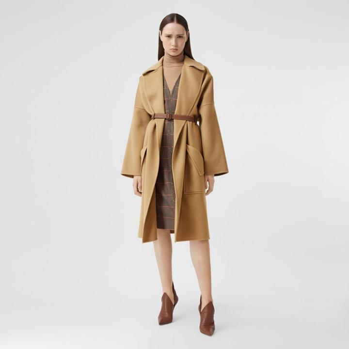 Burberry Burberry Pocket Detail Double-faced Cashmere Wrap Coat, Size: 02, Brown