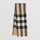 Burberry Burberry Fringed Check Wool Cashmere Scarf, Brown