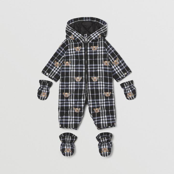 Burberry Burberry Childrens Thomas Bear Print Check Nylon Puffer Suit, Size: 6m