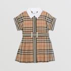 Burberry Burberry Childrens Contrast Collar Vintage Check Cotton Dress, Size: 6m, Beige