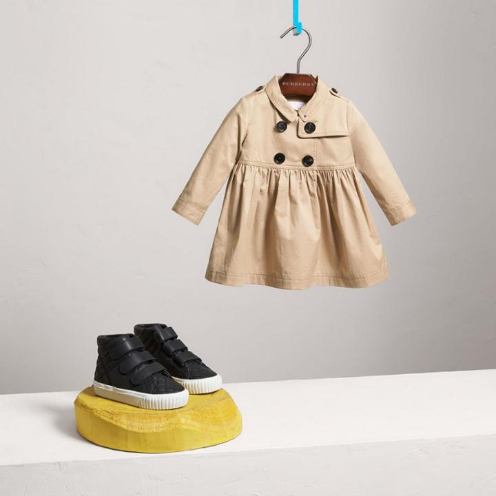 Burberry Burberry Stretch Cotton Trench Dress, Size: 6m, Yellow