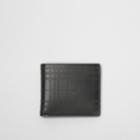 Burberry Burberry Perforated Check Leather International Bifold Wallet, Black