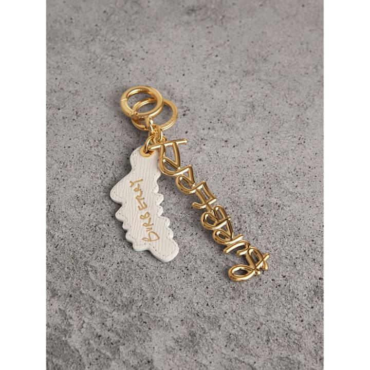 Burberry Burberry Doodle Motif Leather Key Charm, Yellow