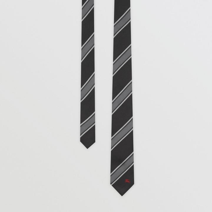 Burberry Burberry Slim Cut Striped Silk Jacquard Tie, Black