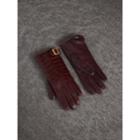 Burberry Burberry Crocodile And Lambskin Gloves, Size: 7, Red