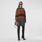 Burberry Burberry Stripe Intarsia Mohair Silk Oversized Sweater, Grey