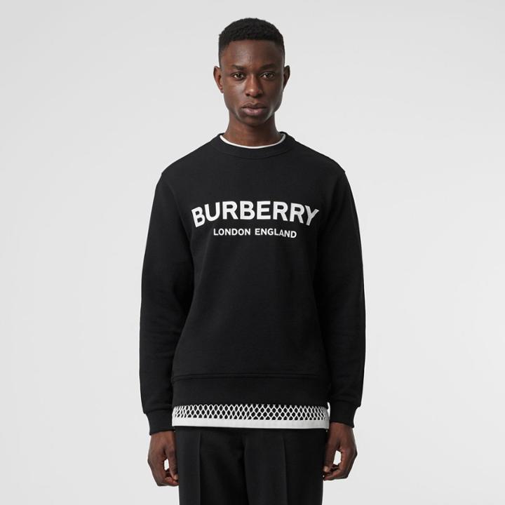 Burberry Burberry Logo Print Cotton Sweatshirt, Size: Xs, Black