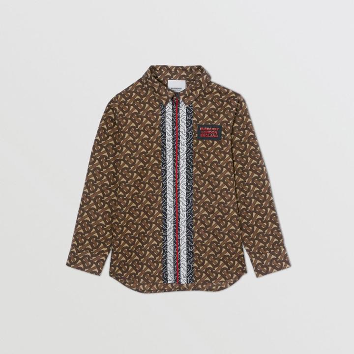 Burberry Burberry Childrens Monogram Stripe Print Cotton Shirt, Size: 10y, Brown