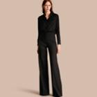 Burberry Burberry Wide-leg Wool Trousers, Size: 00, Black