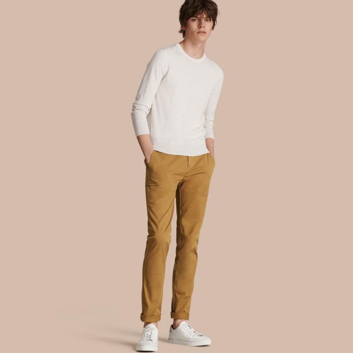 Burberry Burberry Slim Fit Stretch-cotton Twill Chinos, Size: 35r, Blue